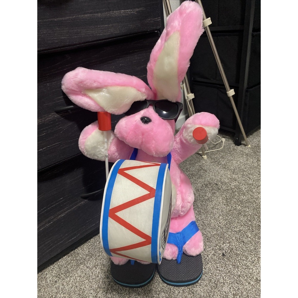 Vintage Large 22" Pink Plush Energizer‎ Bunny W/ FLIP FLOPS & GLASSES Excellent